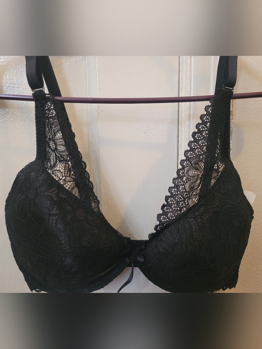 Lace Plunge Bra - Black